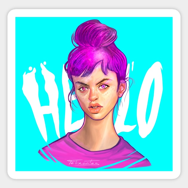 Hello Girl Sticker by felixantosart